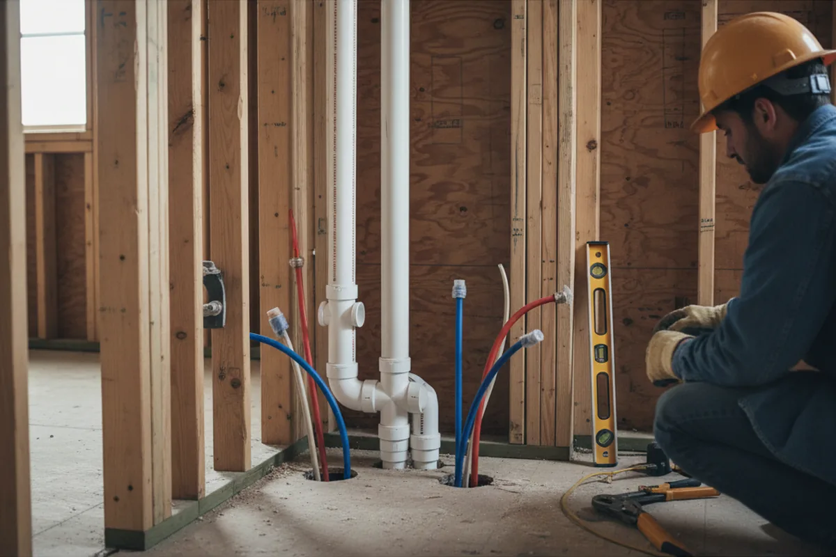 Drain and supply rough-in during Sump Pump Repair in Highmore